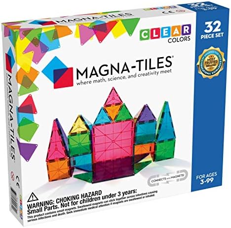 Magna-Tiles 32-Piece Clear Colors Set 