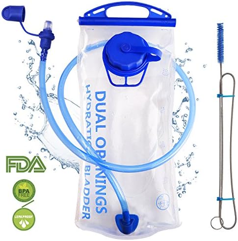 Hydration Bladder 2 Liter Water Reservoir 2L Leak Proof Water Bladder Bag, Replacement Reservoir Fits Most Hydration Packs, for Outdoor Hiking Cycling Climbing Running, Dual Opening, BPA Free