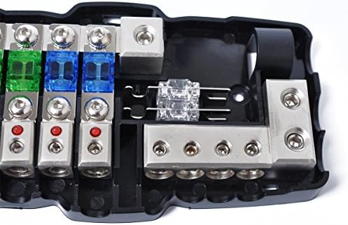 Multi Functional Led Car Audio Stereo Anl Fuse Holder Distribution 0 4ga 4 Way Fuses Box Block 30a 60a 80amp Automotive Amazon Com