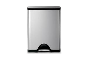simplehuman 50 Liter / 13.0 Gallon Rectangular Kitchen Step Trash Can, Brushed Stainless Steel