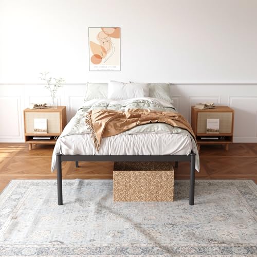 Estrutura De Cama De Metal, Não Precisa de Box Spring,Com Espaço De Armazenamen Cor Preto (TWIN)