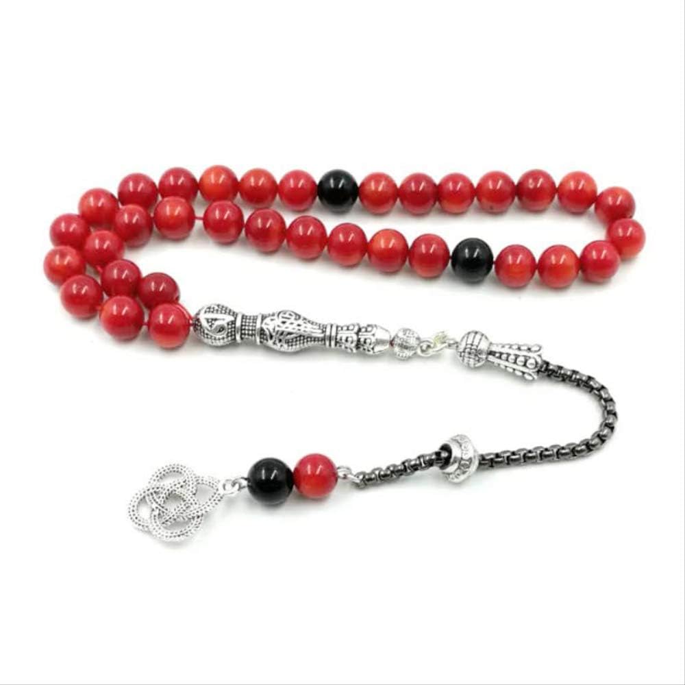 kokokwad Natural Coral Muslim Rosary 33 Yasr Fossil Tasbih Eid Gift for Wife Islam Prayer Beads Women is Islamic Bracelets