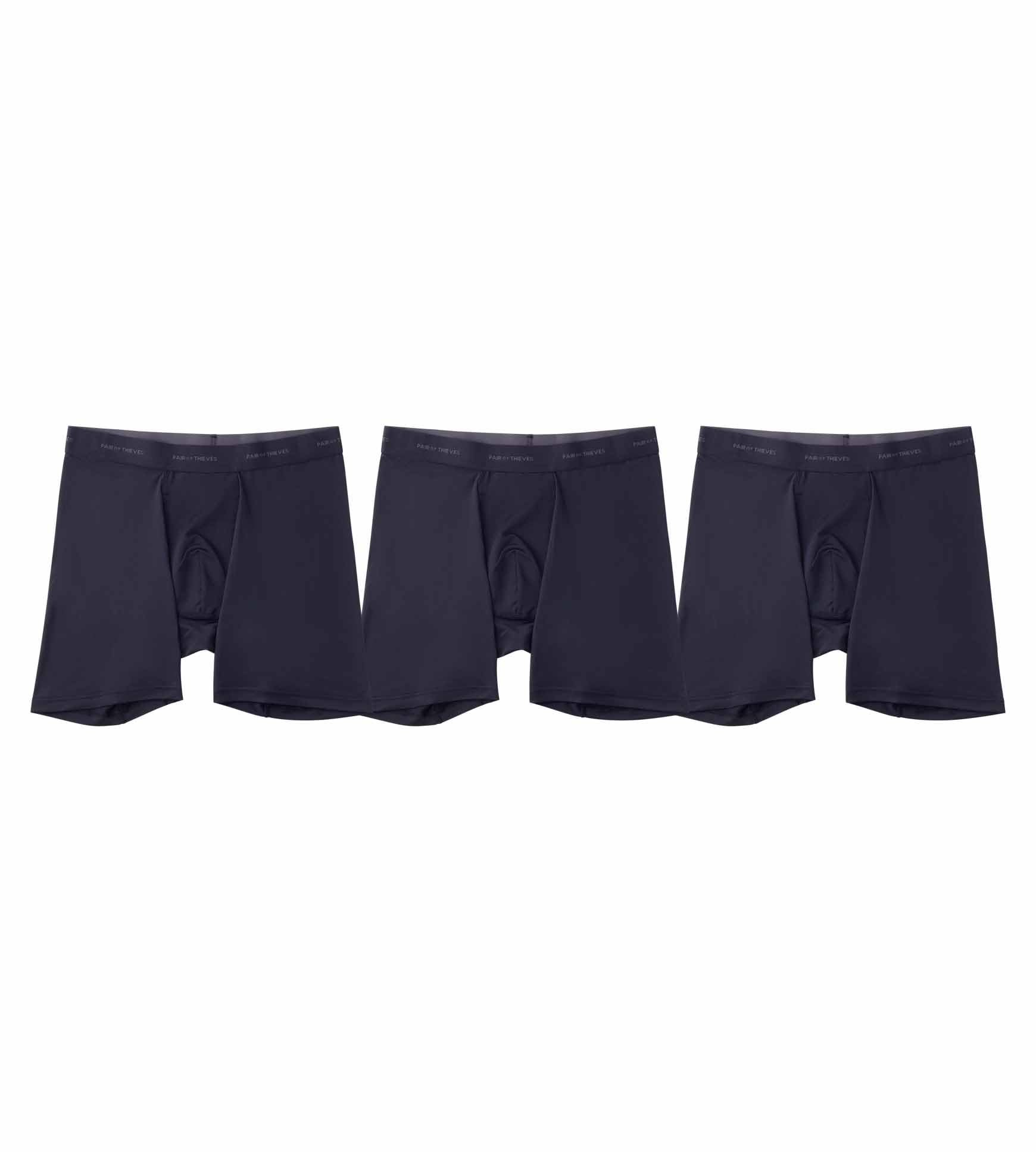 Photo 1 of Pair of Thieves Men's Quick Dry Action Blend Long Boxer Briefs 3 Pack - Moisture-Wicking, Breathable & Lightweight for All-Day Comfort, Mobility & Confidence - No Ride-Up Fit with Fly Black