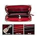 BOSTANTEN Women's Leather Wallets Kapok Pattern Zipper Handbags with Wristlet Wine Red