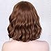 Sué Exquisite Bob Wavy Wig with Bangs Short Auburn Brown Wig for Women Curly Wavy Shoulder Length Bob Synthetic Cosplay Costume Wig Natural Looking