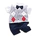 Fairy Baby Newborn Boy's Gentleman Romper Outfit with Bow Tie,0-3M,Short Grid Navy