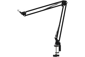AKLOSIPY Overhead Camera Mount with /4 Inch Adapter, Steel Desk Clamp Tripod for Webcam, Light, and Video