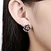 BoBoDeng 2 Pairs Pack White / Black Rose Gold Plated Flower Stud Earrings for Women Girls Gift