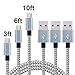 COCOFU (3Pack) Micro USB Cable,3FT 6FT 10FT Extra Long Nylon Braided Universal Micro USB Charger High Speed Sync&Charge Cord Wire for Android,Samsung,HTC,Motorola,Sony,Nokia and More (Silver+Gray) ¡­