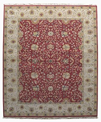 Merorug Hand Knotted Nepali Carpet 8' X 10' Nepalese Handmade 8 Feet by 10 Feet Area Rug Wool 10 x 10 Knot Red Color