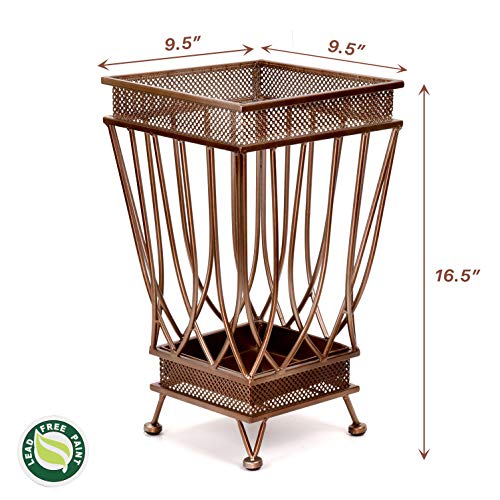 Dualplex Super Quality Umbrella Stand, Umbrella Holder, Antique Look Metal, Entry Hallway DÃ©cor, Square Style, w/Removable Drip Tray. Home, Office Decoration Rack Holds Umbrellas Canes Walking Sticks