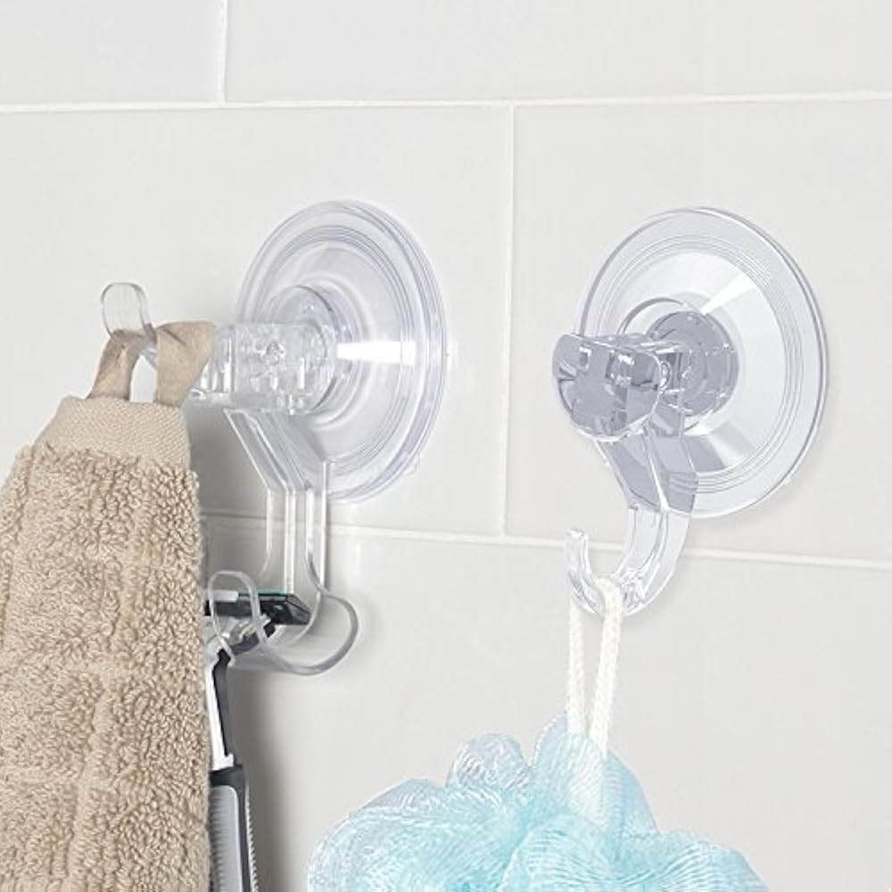 Razor Holder Shower Hooks Suction Cup Heavy Duty Power Lock Plastic