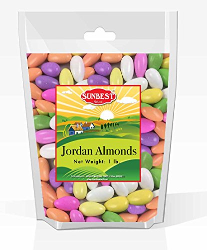 SUNBEST Assorted Pastel Color Jordan Almonds, JUMBO in BOX and Resealable Bag (1 Lb)