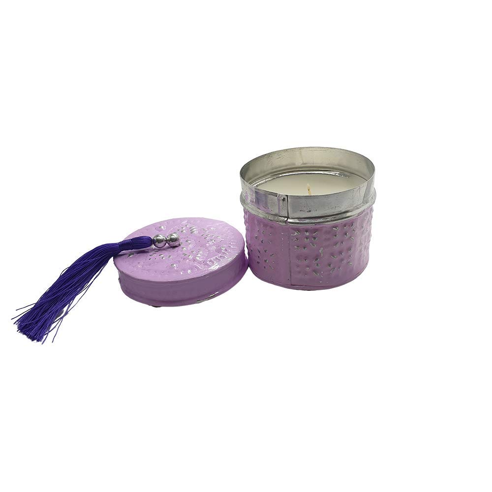 Vie Naturals Handmade Candle in a Handmade, Handpainted Aluminium Container 7x6cm - Lavender