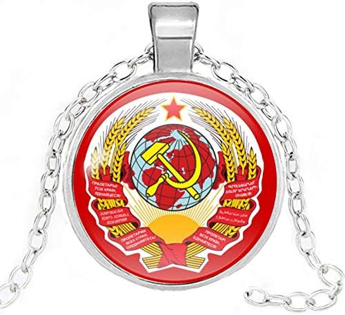Inveroo USSR Soviet Badges Necklaces Sickle Hammer CCCP Russia Emblem Communism Necklaces Gifts Collar Jewelry