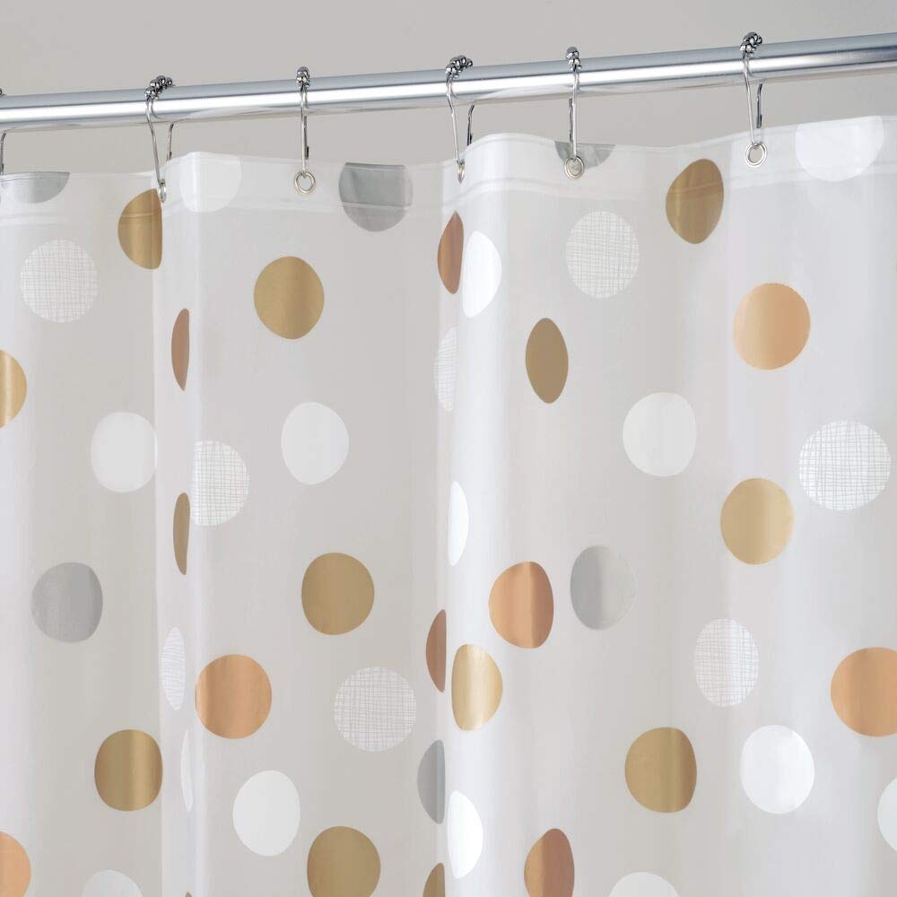 mDesign Metallic Dots Shower Curtain PEVA WaterRepellent Bathtub
