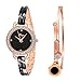 Xinge Women's Dress Bracelet Watch and Bangle Set Rose Gold Black Band D3866L
