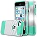 iPhone 5C Case, ULAK Slim Fit Lightweight 2in1 Rugged Flexible TPU Hard Plastic Hybrid Anti Scratches Dual Layer Shock Absorbtion Protective Cover for Apple iPhone 5C (Minimal Mint Stripes)