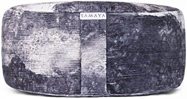 SAMAYA Meditation Cushion ・ Floor Cushion ・ Zafu ・ Organic Filling Buckwheat Millet Lavender ・ Designer Styles ・ Made in USA (Basalt)