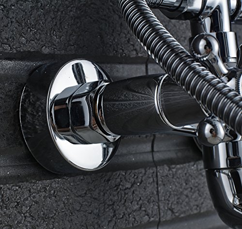 Rozin Chrome Bathroom 8" Round Rainfall Shower Faucet Set Tub Mixer Spout Tap with Hand Spray