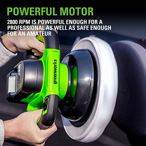Greenworks 24V Powerful Cordless Car Buffer & Polisher, 10inch pad
