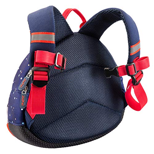 JiePai Toddler Kids Backpack with Safety Harness Leash,Waterproof 3D Cartoon Boys/Girls Backpack Lightweight Cute Animal Backpack for Travel/Nursery/Kindergarten/Preschool,Age 2-6 (UFO-Blue) - Thumbnail 2