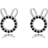 Reffeer Solid 925 Sterling Silver Easter Bunny Earrings Stud for Women Teen Girls Cute Rabbit Stud Earrings Hypoallergenic