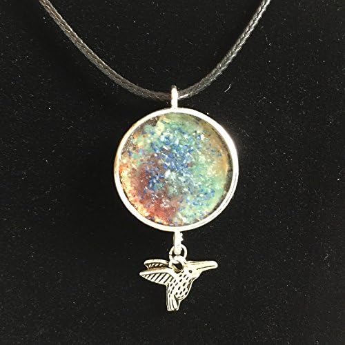 Rainbow Gemstone Nebula Hummingbird Orgone Tower Buster Necklace - Lapis Lazuli, Red Garnet, Citrine, Pyrite, Brass, 24k Gold Leaf, Copper Coil