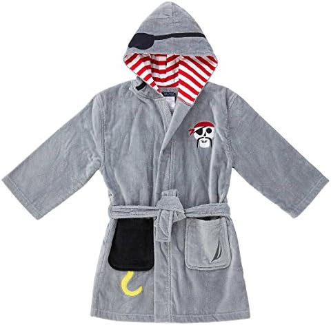 Nautica Boys Beach Swim Hooded Terry Velour Cover-Up Robe (Medium, Grey Pirate)