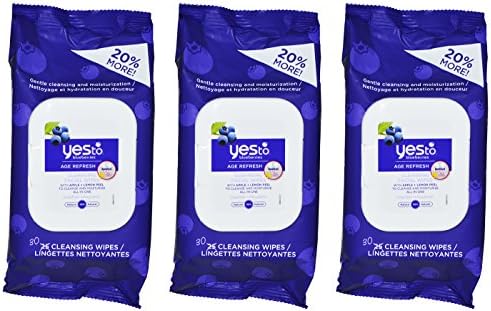 Yes To Blueberries Age Refresh Cleasning Facial Wipes (Pack of 3)