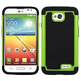 SOGA® LG Ultimate 2 Case, [Smart Defender Series] Hybrid Grid Armor Case for LG Ultimate 2 / L41C - Neon Green Black / Black