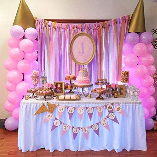 Pink Gold Color Crepe Paper Party Streamer Balloon Decorations Set for Wedding Birthday Party Thanksgiving (Pink)