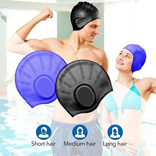 OKELA Silicone Solid Swim Cap,Comfortable&Waterproof UV Bathing Swimming Cap for Women and Men, Ideal for Short Medium Long Hair...