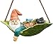 Twig & Flower Mini Gnomes Harley The Happy Miniature Leaf Hammock Gnomes Decor with His Best Blue Bird Buddy Jay Garden Gnomes 4.3