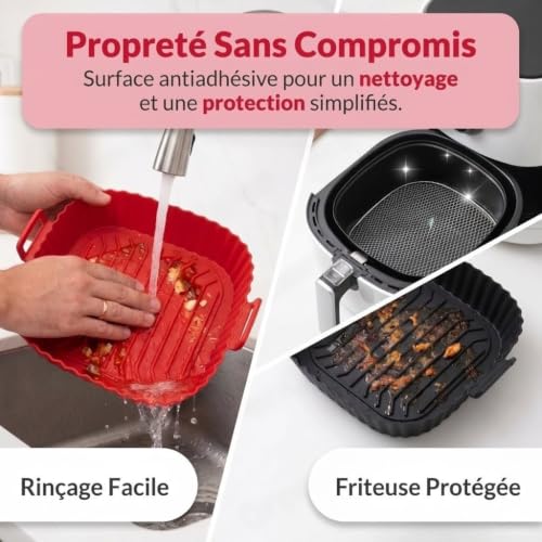 Moule en Silicone pour Air Fryer, 2 pièces, Réutilisable, Accessoire Air Fryer compatible avec Philips, Ninja, Cosori, Moulinex, Tefal et autres Air Fryers XL et XXL