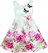 Sunny Fashion HY11 Girls Dress Rose Flower Print Embroidery Green Size 4