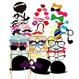Mintbon 58PCS Colorful Props On A Stick Mustache Photo Booth Party Fun Wedding Christmas Favor