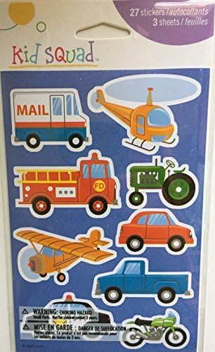 Vehicle Stickers - Plane, Firetruck, Police car, Motorcycle, Mail truck, Helicopter, Tractor