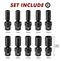 CASOMAN 10 PCS 3/8" Drive Deep Standard Universal