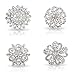 Bundle Monster Womens Fancy Vintage Clear Crystal Bling Bezel Flower Fashion Brooch Set - 1 (4pcs per set)