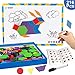 Vanmor 216PCS Magnetic Pattern Blocks Set Complete with 298 Pattern Book Magnet Board Magnetic Shapes for Kids Educational Montessori Tangram Toy for Children Aged 3 8 Portable Travel Game