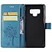 Galaxy Note 9 Case,Samsung Note 9 Wallet Case,Galaxy Note 9 Flip Case PU Leather Emboss Tree Cat Flowers Folio Magnetic Kickstand Cover with Card Slots for Samsung Galaxy Note 9 Blue