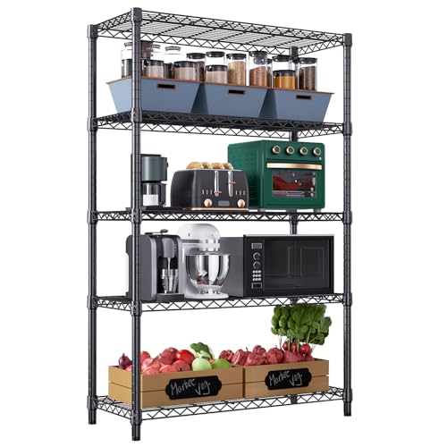 M MZG 5-stufiges Schwerlastregal, Metallregal bis 794.5 kg, Robustes Lagerregal für Garage, Keller, Werkstatt, Lagerraum, Abstellraum und Hobbyraum, S