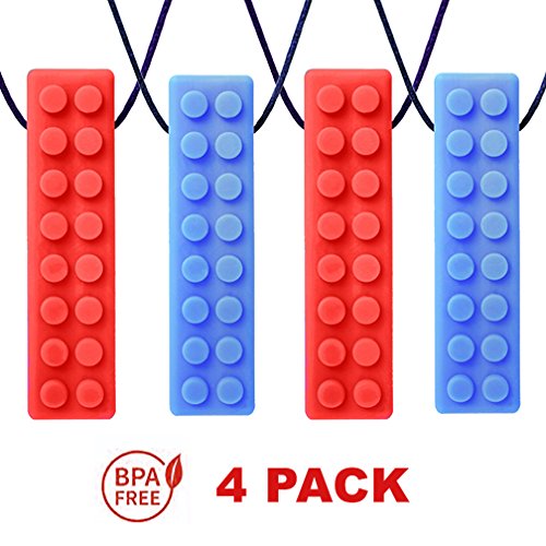 Mr. E=mc2 Prime Sensory Kids Chew Necklace 4 Piece Set for Boys and Girls | Silicone Chew for Autism, ADHD, Teething, Sensory Chew Toy, Biting, Textured Oral Motor Tools