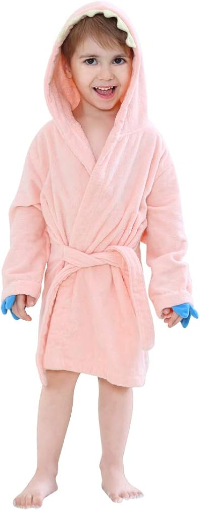 IDGIRL Toddler Dinosaur Cotton Bathrobe for Girls Boys 3-5 Years