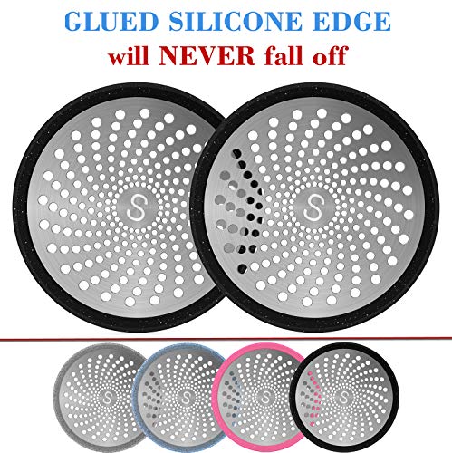 STAN BOUTIQUE Shower Drain Hair Trap | Bathroom Stall Drain Catcher Cover Strainer Protector Cover Stopper Bathtub Collector, Stainless Steel, and Silicone - Black