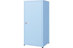 MIOCASA Metal Locker Storage Cabinet with Lock and Shelves,Single Door Lockable Cabinet for Bedroom,School,Kindergarten (Blue)