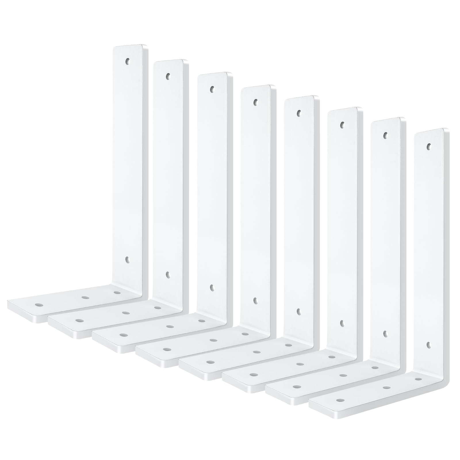 Photo 1 of White Floating Shelf Bracket 14 Inch, 8 Pack Heavy Duty Shelf Brackets, Black Wall Shelf Bracket for DIY Decorative with Mounting Hardware