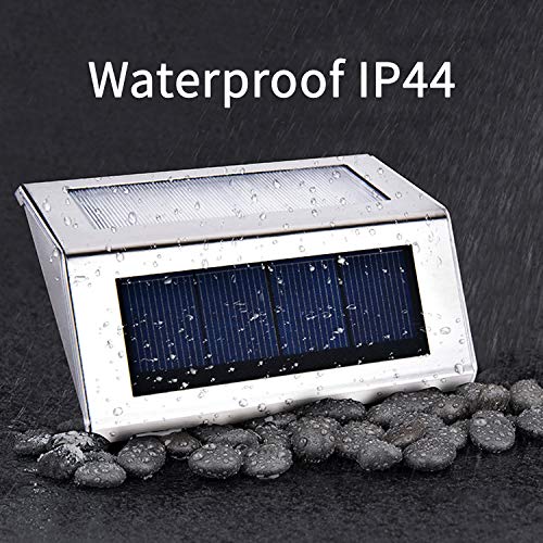 Otdair Solar Deck Lights, 3 LED Solar Step Lights Outdoor Auto On/Off Stainless Steel Solar Stair Lights Waterproof Wireless Solar Powered Lights for Fence Patio Garden Pathway - White 8 Pack