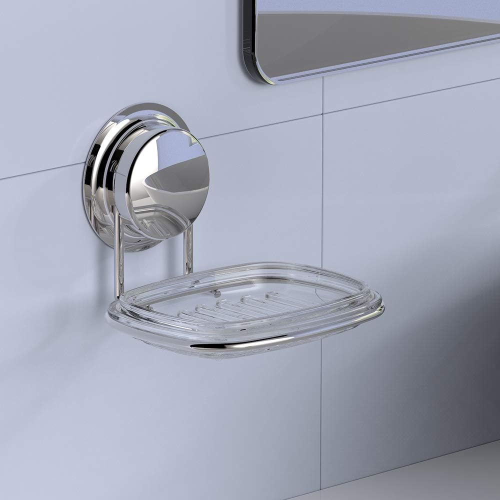 Nifty Foxx Super Suction Chrome Wire Soap Dish Holder, Wall Mounted, RustProof